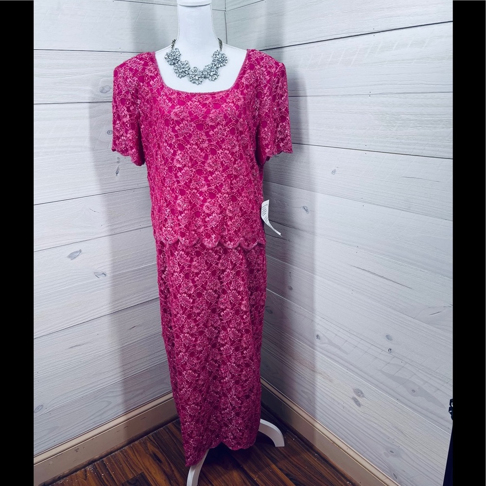 Willow Ridge Floral Beaded Lace Formal Maxi Dress 18 FREE SHIP